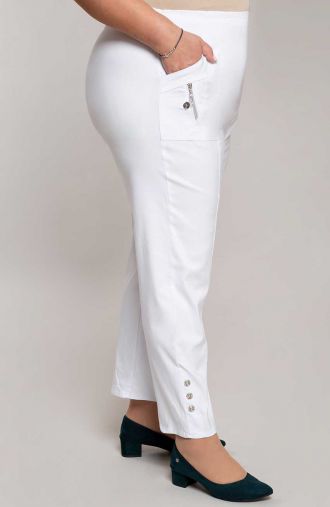 Dlouhé bílé kalhoty s kapsami