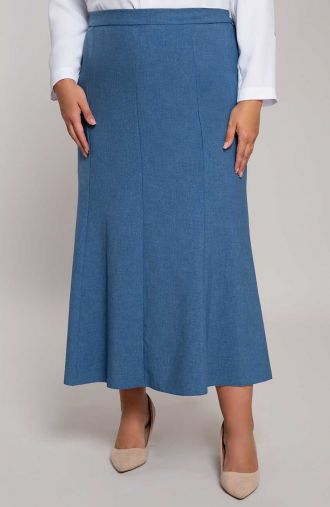 Lněná sukně v modré barvě