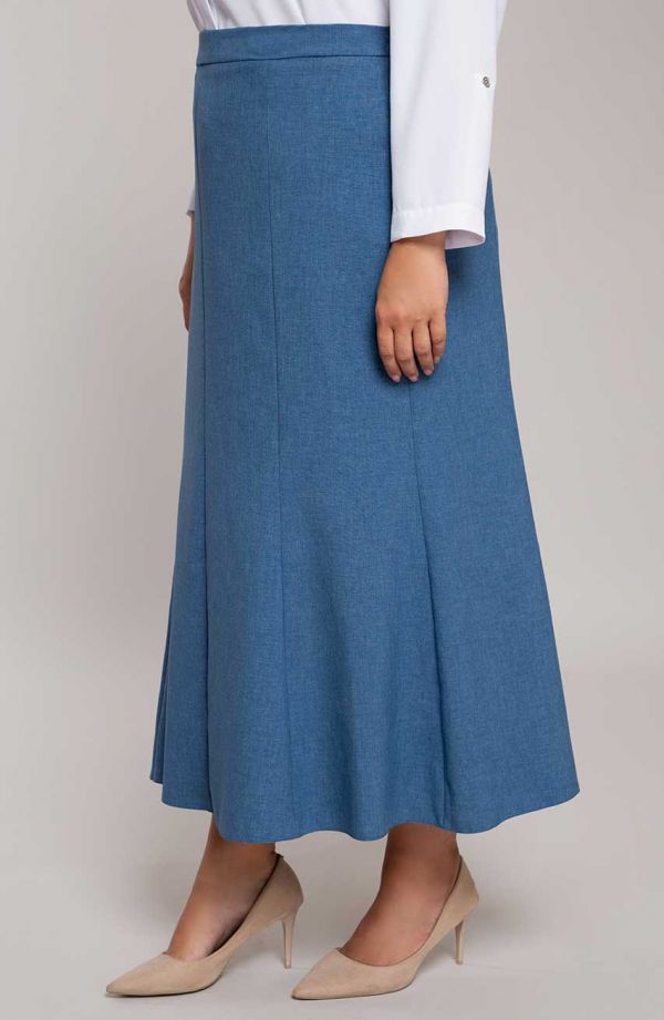 Lněná sukně v modré barvě