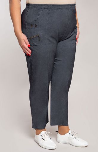 Elastické kalhoty v tmavé džínové barvě