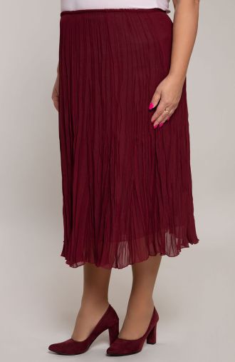 Plisovaná sukně ve vínové barvě