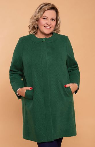 Elegantní zelený vlněný kabát