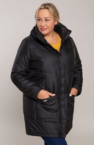 Černá teplá bunda s kapucí