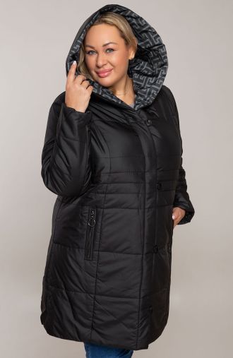 Černá bunda s ozdobnou kapucí