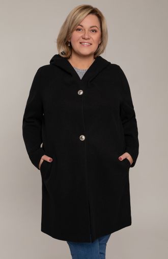 Klasický černý kabát s knoflíky
