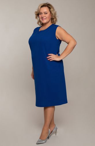 Safírově modrý šaty s krajkovou halenkou