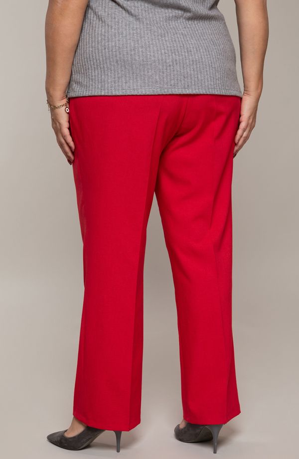 Lněné kalhoty s rovným pasem červené