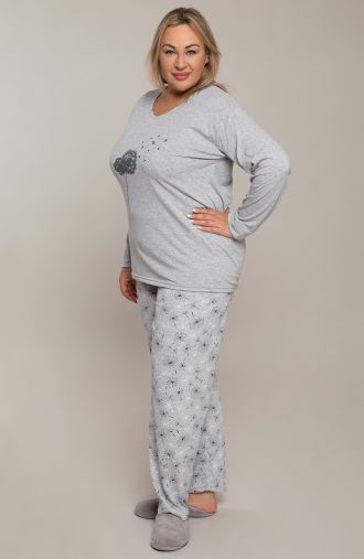 Dvoudílné šedé pyžamo s motivem pampelišek