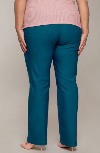 Delší rovné kalhoty v džínové barvě