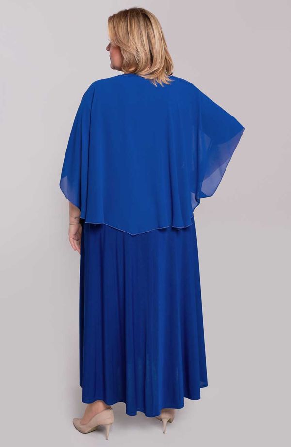 Dlouhé safírově modrý šaty s mantilou