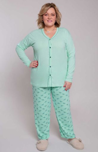 Světle modré bavlněné pyžamo se vzorem