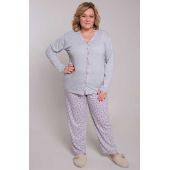 Světle šedé bavlněné pyžamo se vzory
