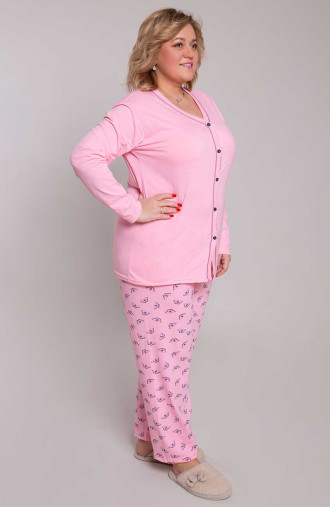 Růžové vzorované bavlněné pyžamo