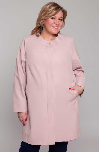 Elegantní kabát v růžové barvě