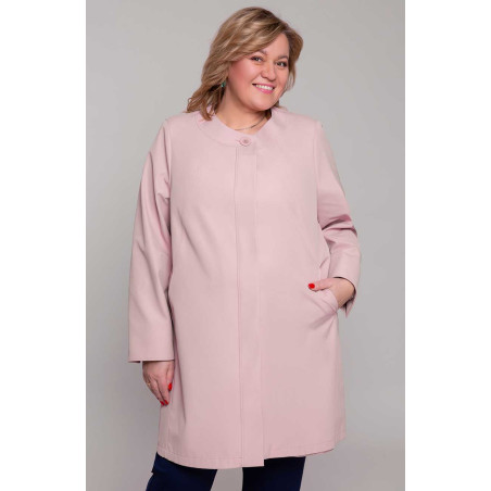 Elegantní kabát v růžové barvě