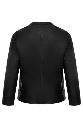 Klasická černá motorkářská bunda s kapsami