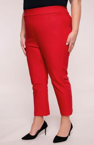 Červené síťované kalhoty s extra vysokým sedem