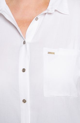 Dlouhá bílá košile s kapsou