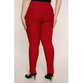 Tmavě červené cigaretové kalhoty z materiálu Bengalín