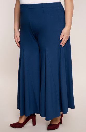 Modrá úpletvá sukně-kalhoty