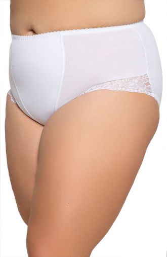 Bílé bavlněné tvarovací kalhotky s krajkou