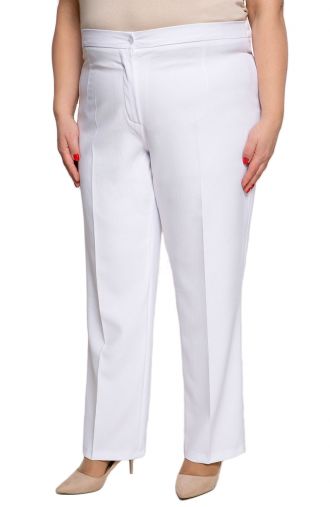 Lněné zkrácené kalhoty v bílé barvě