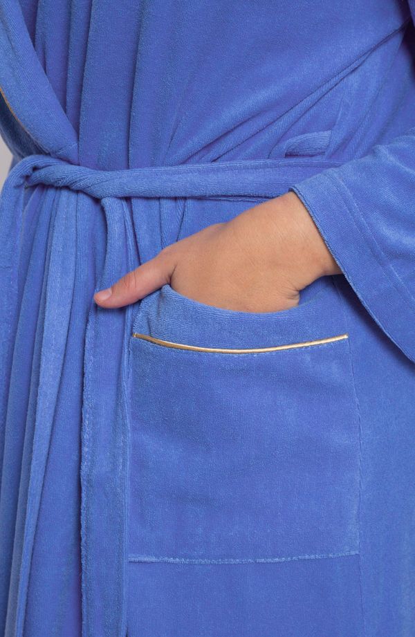 Pletený župan v modré barvě